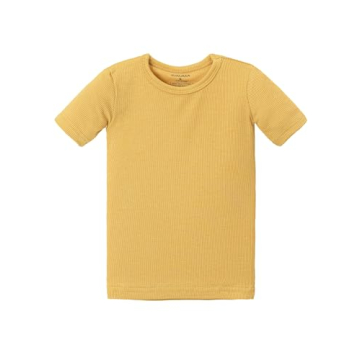 AVAUMA Newborn Baby Little Boys Girls Snug-Fit Pajamas Summer Short Sets Pjs Kids Clothes (M/Mustard Yellow)