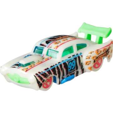 Hot Wheels Toy Monster Trucks 10-Pack, Set of 5 Glow in The Dark 1:64 Scale Trucks & 5 GITD 1:64 Scale Cars, Play Vehicles for Kids & Collectors