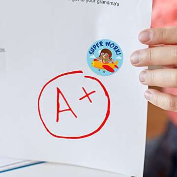 Sweetzer & Orange Reward Stickers for Teachers, 1008 Decals for Kids in 9 Designs, 1 Inch School Tags on Sheets, Classroom Teacher Supplies, Potty Training Badges and Motivational Chart