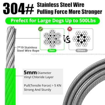 jenico Dog Tie Out Cable: 10 ft Heavy Duty Chain Leash for Outdoor Safety