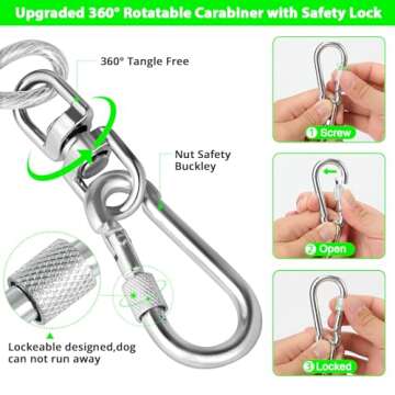 jenico Heavy Duty Dog Tie Out Cable for Outdoor Use