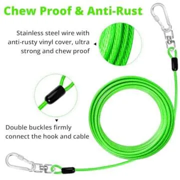 jenico Heavy Duty Dog Tie Out Cable for Outdoor Use