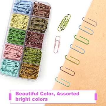 Paper Clips Assorted Colors for Home Office School Supplies Document Organizing Paperwork - 1.1 inch(28mm) - 450pcs