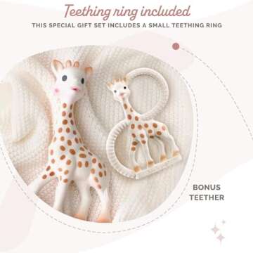 Sophie la girafe | Gift Set Includes Gift Bag, Card, Sophie la girafe & Teething Ring | Made from Natural Rubber | Designed for Teething Babies