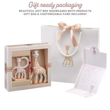 Sophie la girafe | Gift Set Includes Gift Bag, Card, Sophie la girafe & Teething Ring | Made from Natural Rubber | Designed for Teething Babies