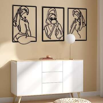 CHENGU 3-Piece Abstract Metal Wall Art for Home Decor