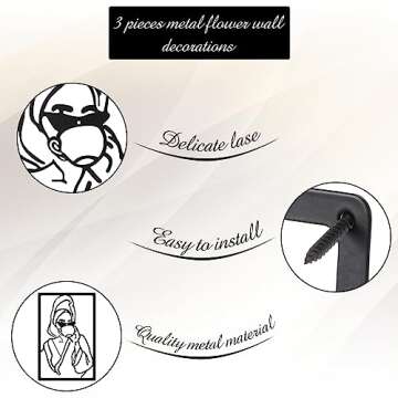 CHENGU 3-Piece Abstract Metal Wall Art for Home Decor