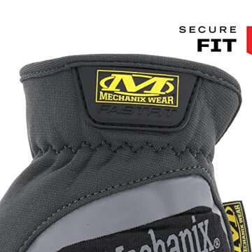 Mechanix Wear: FastFit Work Glove with Elastic Cuff for Secure Fit, Performance Gloves for Multi-Purpose Use, Touchscreen Capable Safety Gloves for Men (Black, X-Large)