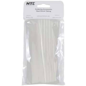 NTE Electronics 47-20906-CL Heat Shrink Tubing, Thin Wall, 2:1 Shrink Ratio, 3/4" Diameter, 6" Length, Clear (Pack of 10)