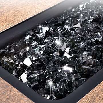 GASPRO 20 lbs Black Fire Glass for Fire Pit, 1/2-Inch Reflective Glass Rocks for Propane or Gas Fire...