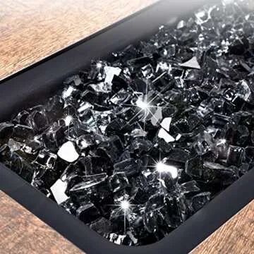 GASPRO 20 lbs Black Fire Glass for Fire Pit, 1/2-Inch Reflective Glass Rocks for Propane or Gas Fire...