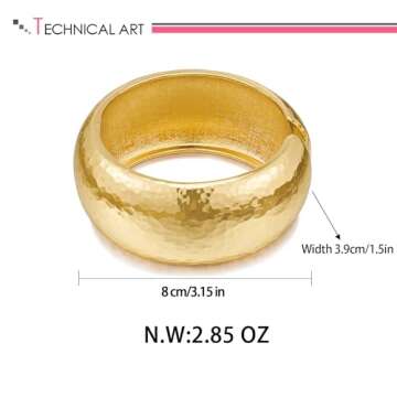 LILIE&WHITE Chunky Gold Hammered Bangle Bracelets For Women Hammered Surface Fashion Jewelry Present Gold Cuff Bangle Bracelet