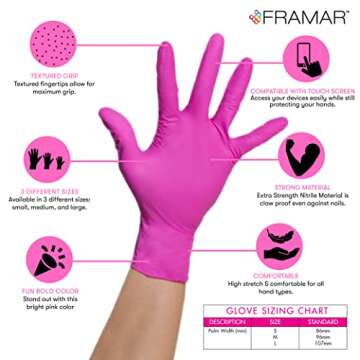 FRAMAR Pink Gloves Disposable Latex Free – Pink Nitrile Gloves Small, Disposable Gloves Small, Rub...