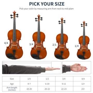 4/4 Full Size Violin Set for Beginners with Case and Accessories
