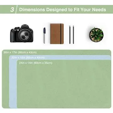 TOWWI Dual Sided Desk Pad, Large Desk Mat, Waterproof Desk Blotter Protector Mouse Pad, Leather Desk Pad Large for Keyboard and Mouse (24" x 14", Green/Blue)