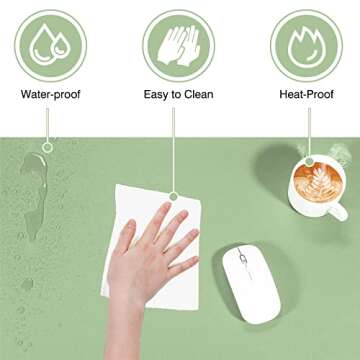 TOWWI Dual Sided Desk Pad, Large Desk Mat, Waterproof Desk Blotter Protector Mouse Pad, Leather Desk Pad Large for Keyboard and Mouse (24" x 14", Green/Blue)