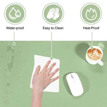 TOWWI Dual Sided Desk Pad, Large Desk Mat, Waterproof Desk Blotter Protector Mouse Pad, Leather Desk Pad Large for Keyboard and Mouse (24" x 14", Green/Blue)