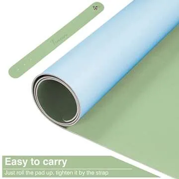 TOWWI Dual Sided Desk Pad, Large Desk Mat, Waterproof Desk Blotter Protector Mouse Pad, Leather Desk Pad Large for Keyboard and Mouse (24" x 14", Green/Blue)