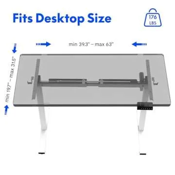 FLEXISPOT Electric Sit Stand Desk Frame with Power Strip