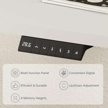 FLEXISPOT Electric Sit Stand Desk Frame with Power Strip