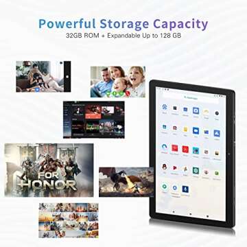 qunyiCO Android 11 Tablet 10 inch Y10 (10.1''), 2GB RAM 32GB Storage, 2MP+8MP Dual Camera, Quad-Core Processor, 1280x800 IPS HD Display Screen, Wi-Fi Bluetooth 5000mAh Black