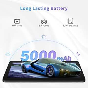 qunyiCO Android 11 Tablet 10 inch Y10 (10.1''), 2GB RAM 32GB Storage, 2MP+8MP Dual Camera, Quad-Core Processor, 1280x800 IPS HD Display Screen, Wi-Fi Bluetooth 5000mAh Black