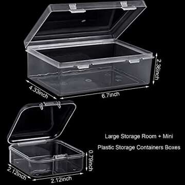 12 Pieces Small Clear Plastic Beads Storage Container and Organizer Transparent Boxes with Hinged Li...