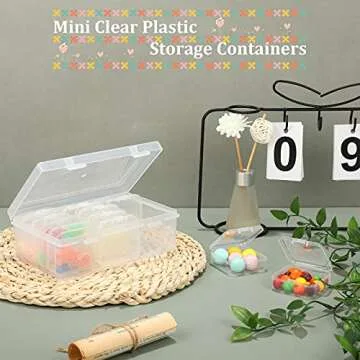 12 Pieces Small Clear Plastic Beads Storage Container and Organizer Transparent Boxes with Hinged Lid for Storage of Small Items, Jewelry, Diamonds, DIY Art Craft Accessory (2.12 x 2.12 x 0.79 inch)