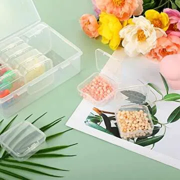 12 Pieces Small Clear Plastic Beads Storage Container and Organizer Transparent Boxes with Hinged Lid for Storage of Small Items, Jewelry, Diamonds, DIY Art Craft Accessory (2.12 x 2.12 x 0.79 inch)