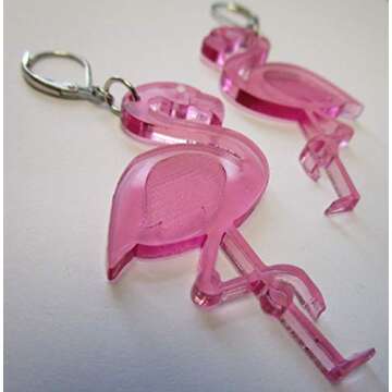 Big Pink Flamingo Leverback Earrings for Summer Fun