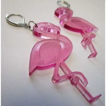 Big Pink Flamingo Leverback Earrings for Summer Fun