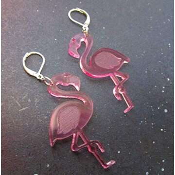 Big Pink Flamingo Leverback Earrings for Summer Fun