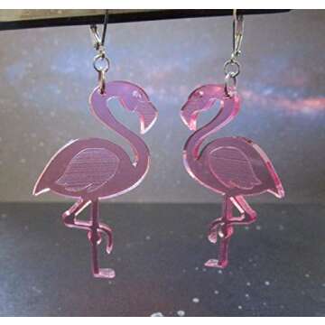 Big Pink Flamingo Leverback Earrings for Summer Fun