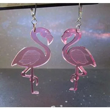 Big Pink Flamingo Leverback Earrings for Summer Fun