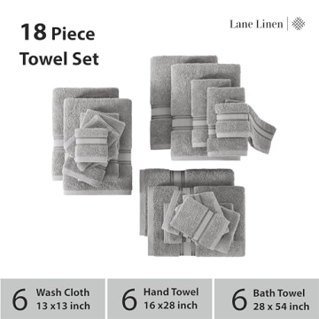 LANE LINEN 18-Piece Bath Towel Set - Soft & Quick-Dry