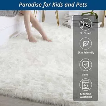 HOMBYS 5x8 Faux Fur Area Rug - Super Soft & Fluffy