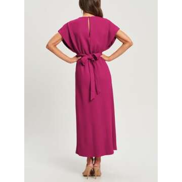 Happy Sailed Womens Semi Formal Dress Formal Elegant High Waist Cross Criss Tie Waist Long Maxi Dres...