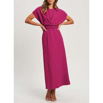 Happy Sailed Womens Semi Formal Dress Formal Elegant High Waist Cross Criss Tie Waist Long Maxi Dresses Fashion Prom Homecoming Party Dress Rose Red Large