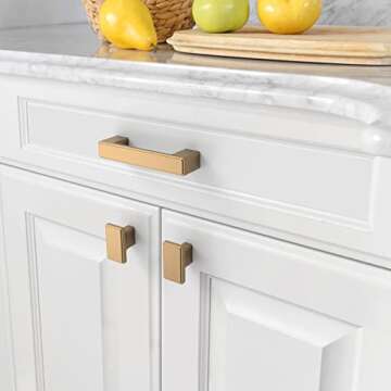 Asidrama 6 Pack 3 Inch(76mm) Champagne Bronze Kitchen Cabinet Handles, Brushed Brass Cabinet Pulls Gold Kitchen Cabinet Hardware Cupboard Handles Drawer Handles Dresser Pulls