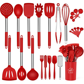 Silicone Cooking Utensil Set - 26 Pcs Kitchen Tools with Heat Resistant Silicone and Stainless Steel...