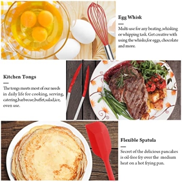 Premium Silicone Cooking Utensil Set - 26 Pcs Red Kitchen Tools