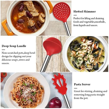 Premium Silicone Cooking Utensil Set - 26 Pcs Red Kitchen Tools