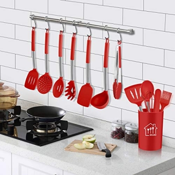 Premium Silicone Cooking Utensil Set - 26 Pcs Red Kitchen Tools