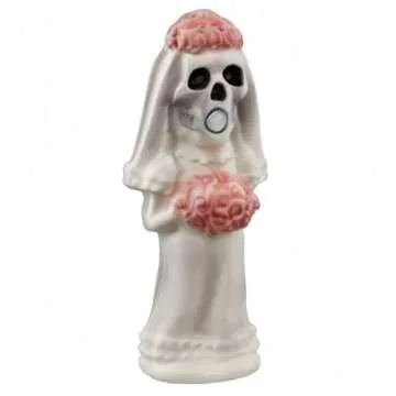 Love Never Dies Skeleton Bride and Groom Kissing Magnetic Salt and Pepper Shaker