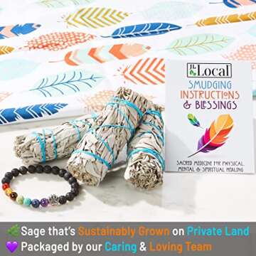 JL Local White Sage Smudge Sticks Bundles Gift Set - California Sage - Smudging & Cleansing Wands (3 Pack)
