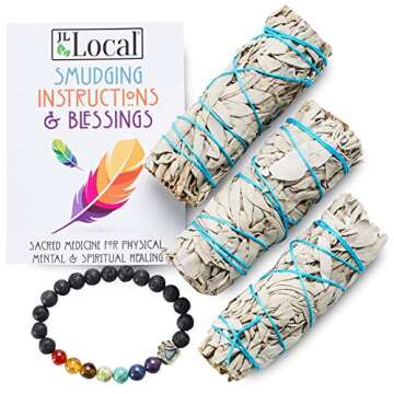 JL Local White Sage Smudge Sticks Bundles Gift Set - California Sage - Smudging & Cleansing Wands (3 Pack)
