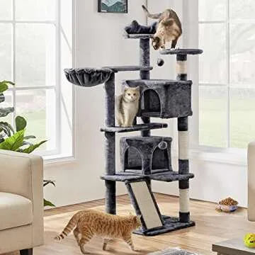 Topeakmart 57 inches Multi-Level Cat Tree Cat Condo with Scratching Posts Kittens Activity Tower Pet...