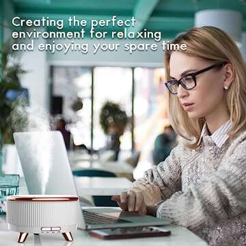 Diffusers for Essential Oils Large Room, 500ml Aromatherapy Diffuser Cool Mist Humidifier with Remote Control,7 Colors Lights & 3 Mist Mode Waterless Auto Off for Women Office Home White 1