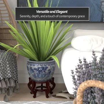 12 Inch Blue & White Fishbowl Planter for Home Decor