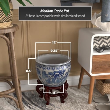 12 Inch Blue & White Fishbowl Planter for Home Decor